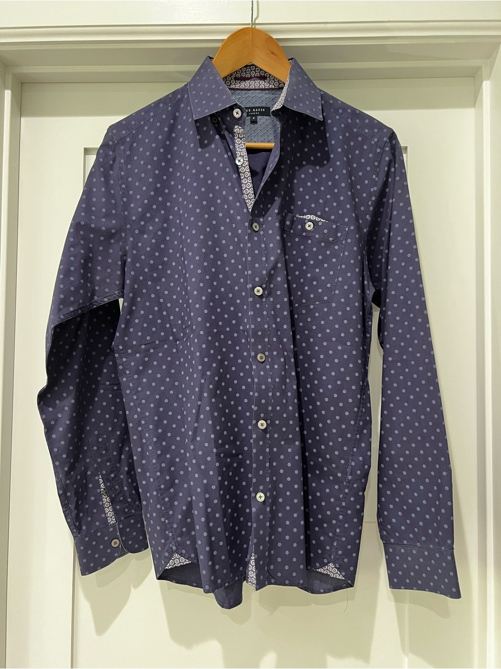 Ted Baker London button down collared shirt royal blue size 3 Small / Medium